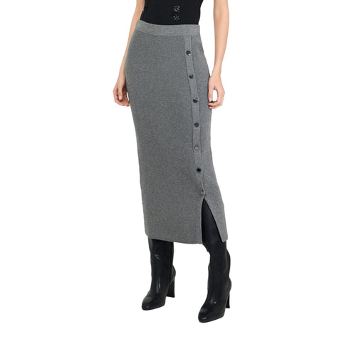Gonna Donna in maglia, con vita elasticizzata e bottoni laterali
